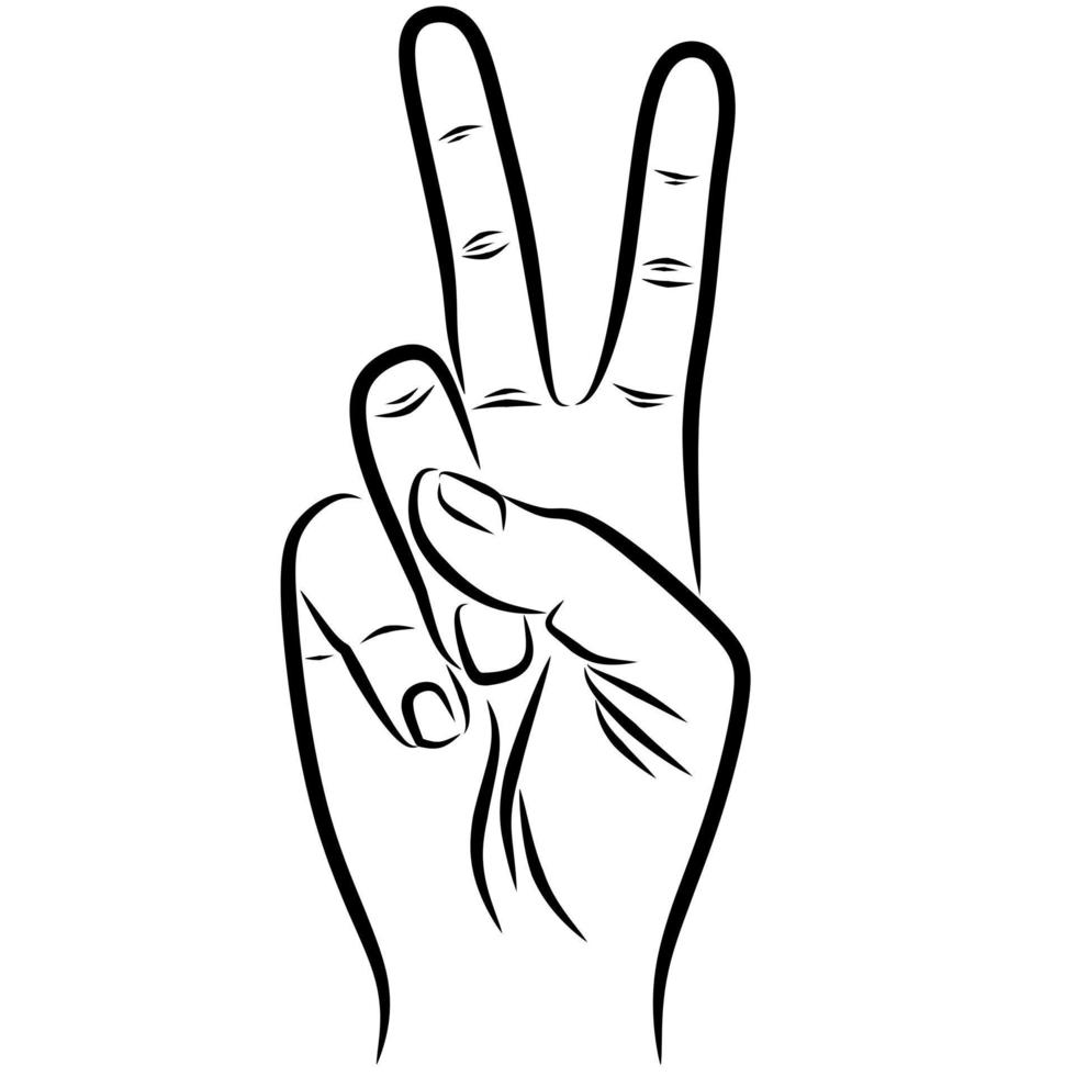 two fingers line art vector drawing