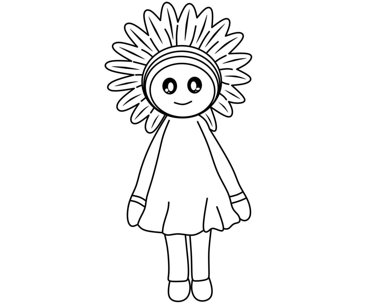 Flower doll for coloring book vector