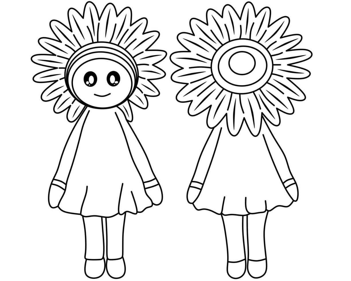 Flower doll for coloring book vector