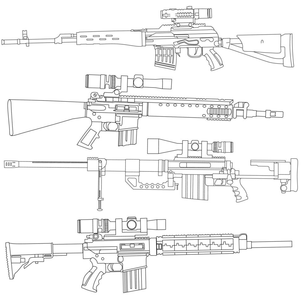 Machine gun line art vector