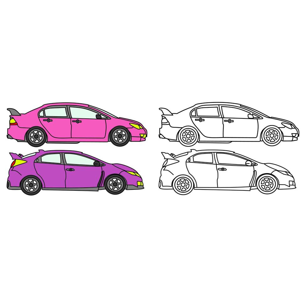 imagen vectorial de coche para colorear libro vector