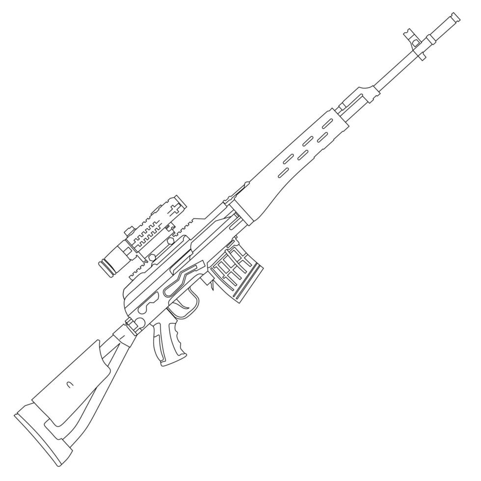 Sniper rifle line art vector