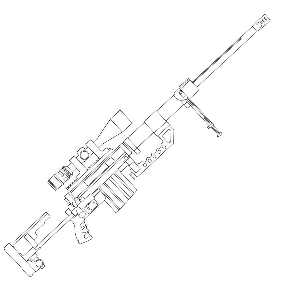 arte de línea de rifle de francotirador vector