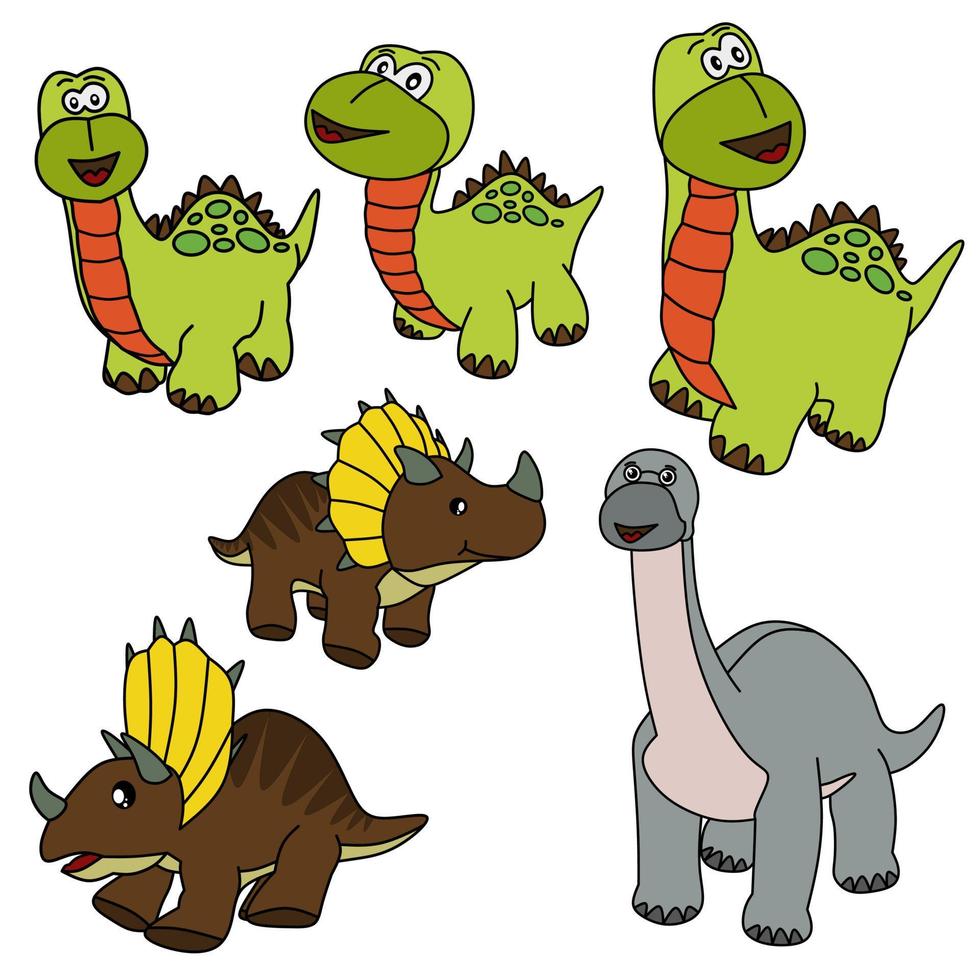 vector de dibujos animados de dinosaurios para colorear libro