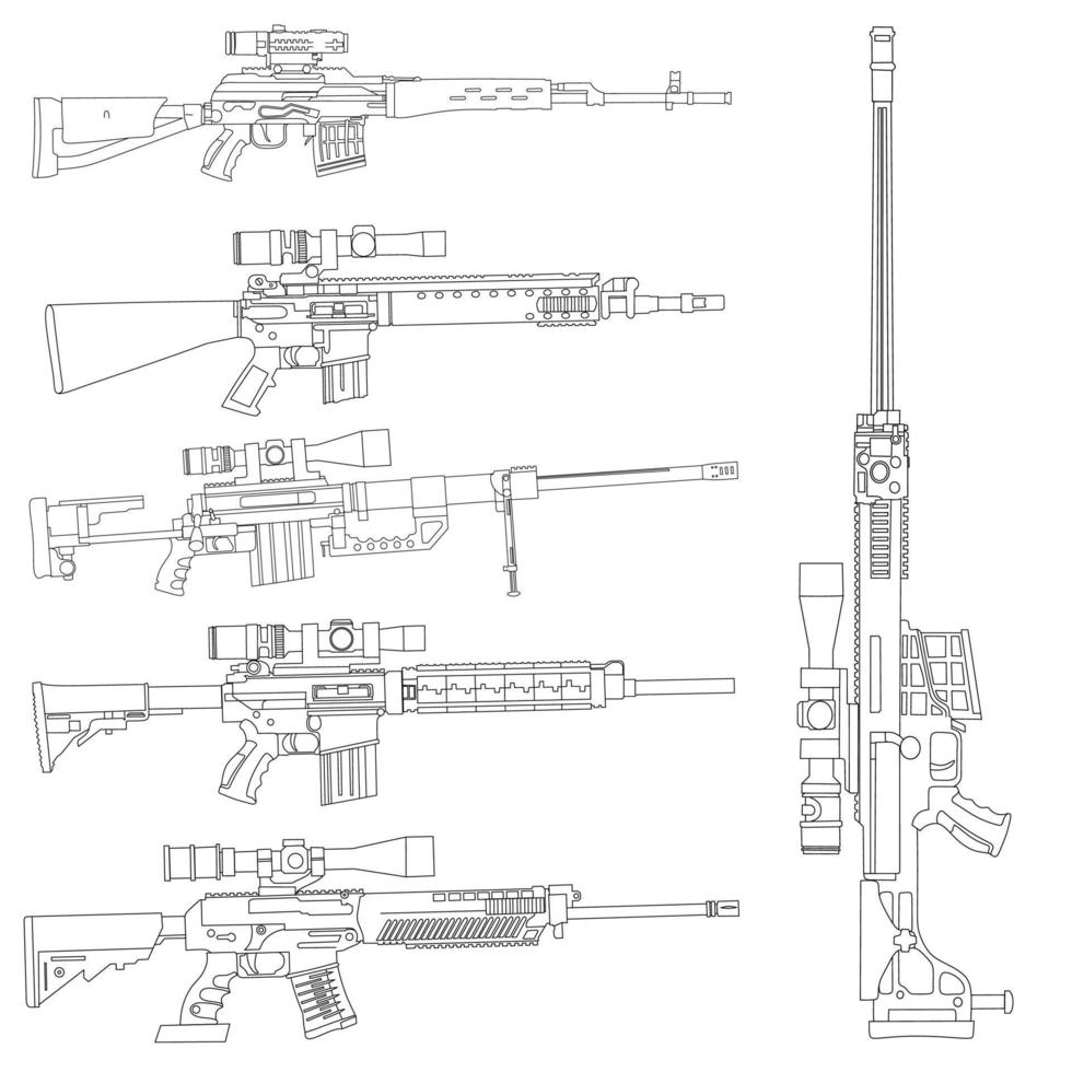 Machine gun line art vector