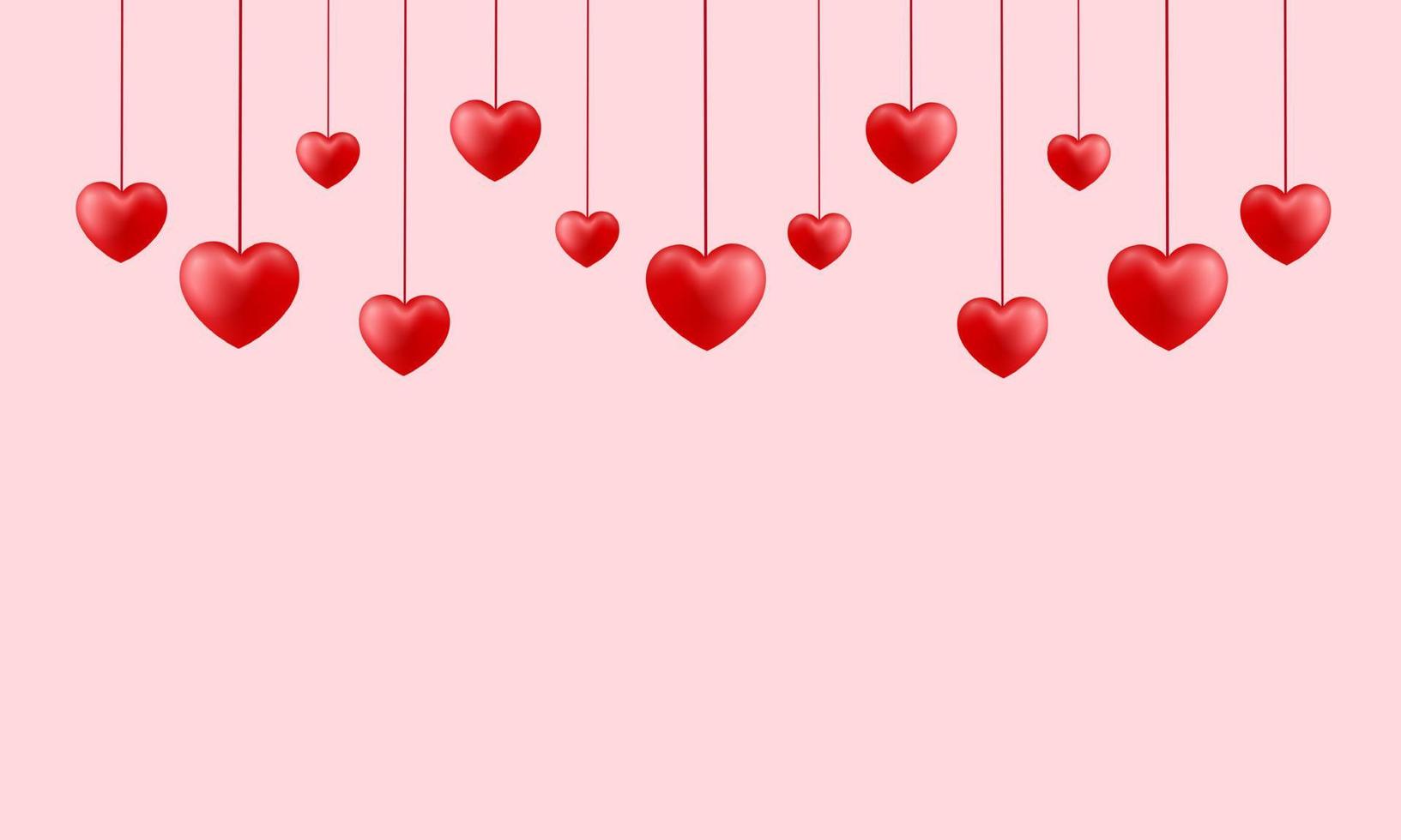 Vector happy valentines day with hanging hearts and text space