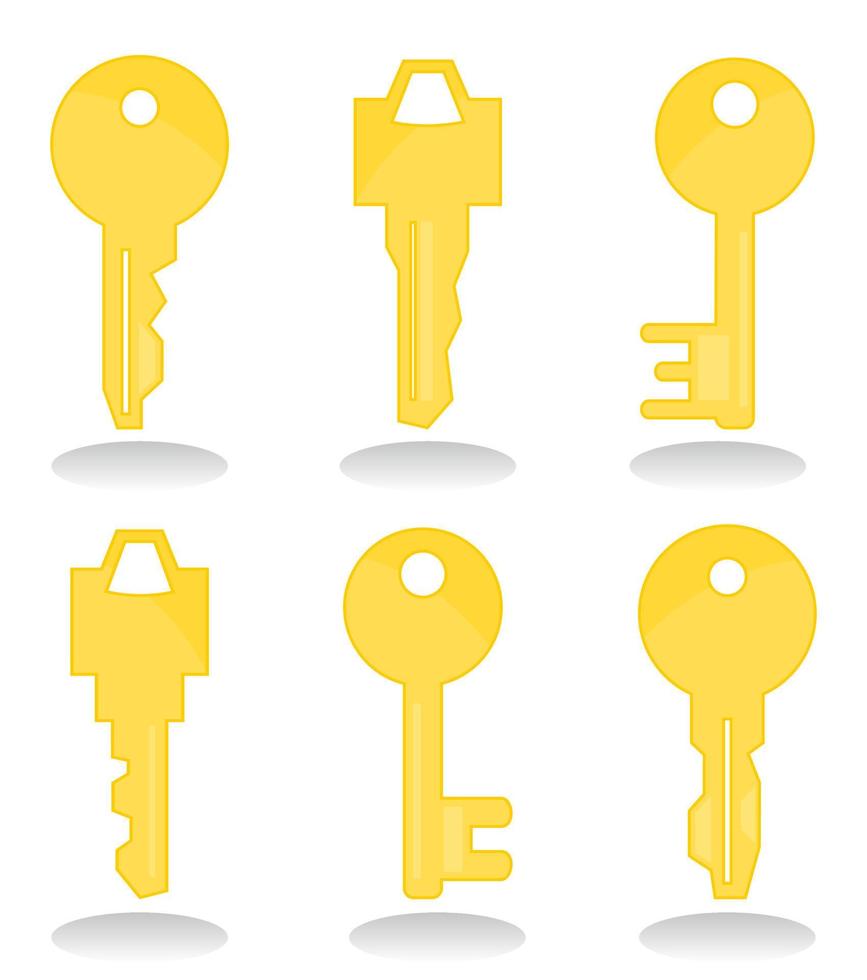 Set of gold keys. A vector illustration