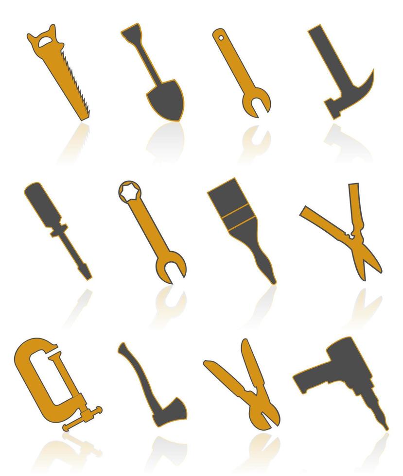 The collection of icons of tools. A vector illustration