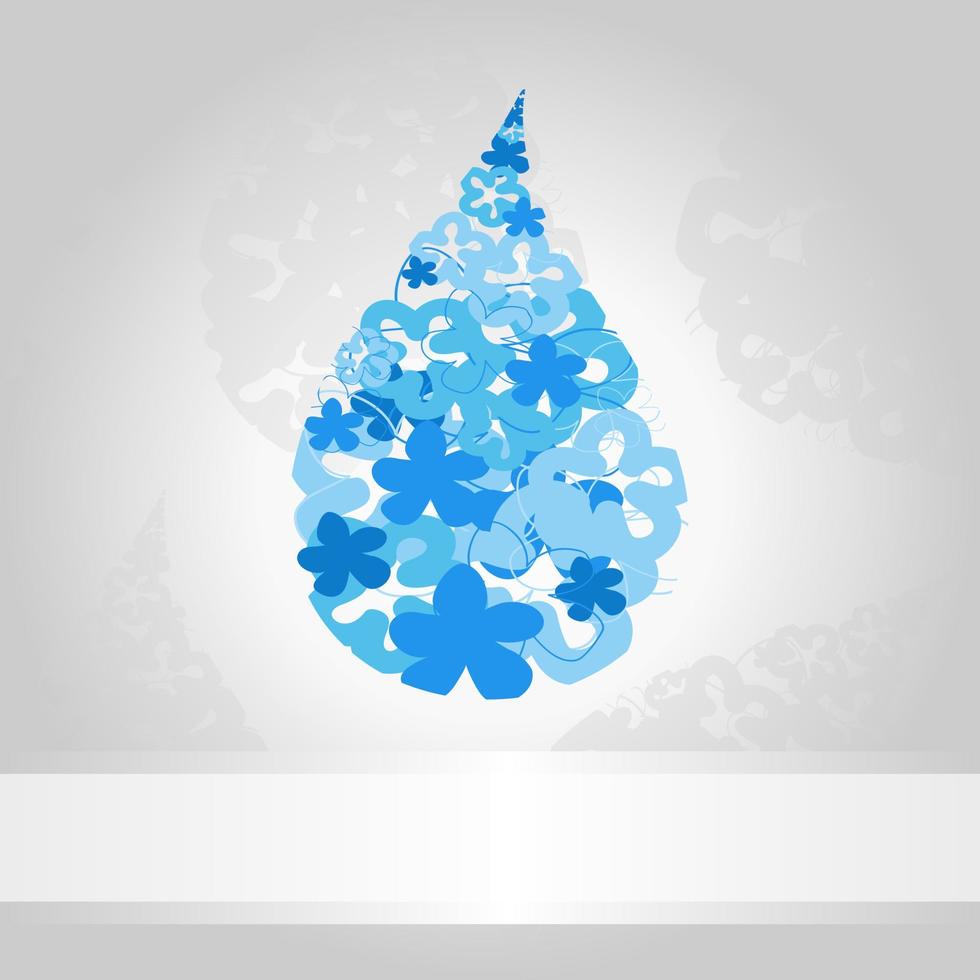 gota de agua azul sobre un fondo gris vector