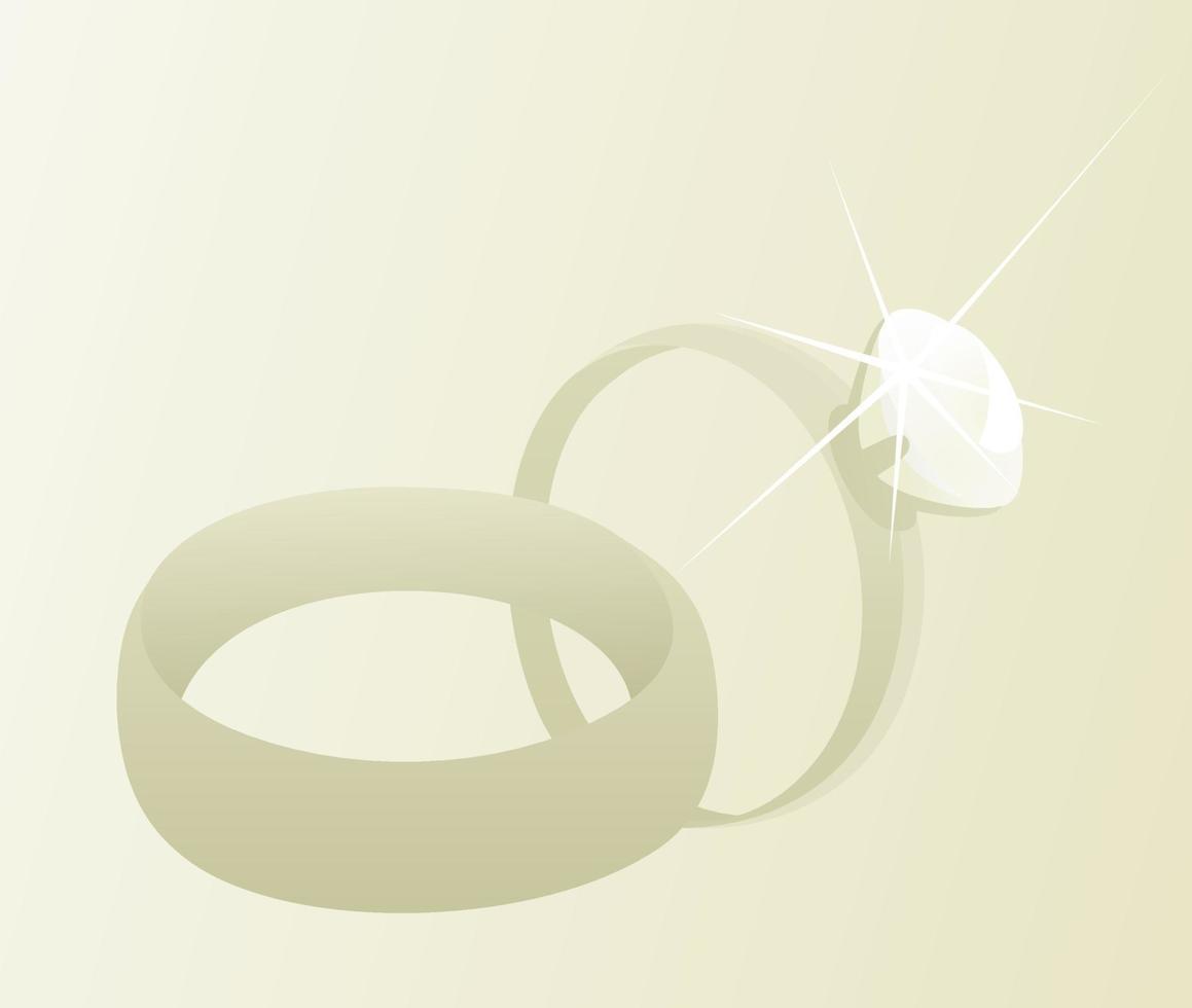 Two gold wedding rings. A vector illustration