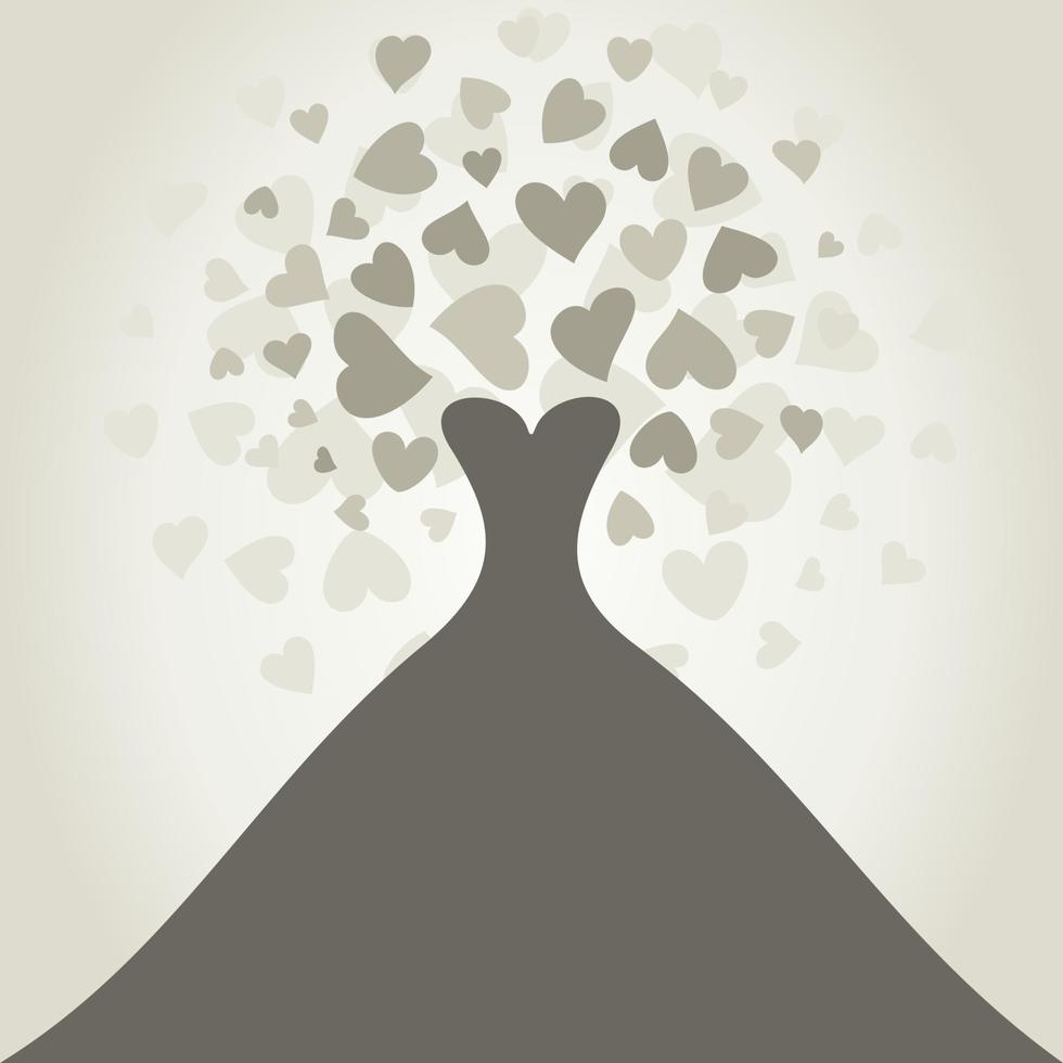 vestido de novia y corazón. una ilustración vectorial vector