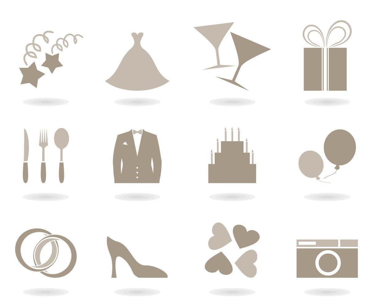 Icons on a theme wedding. A vector illustration