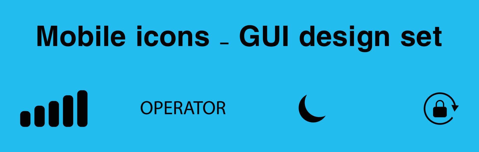 mobile icons GUI design set status bar icons battery life icons. Status bar icon set