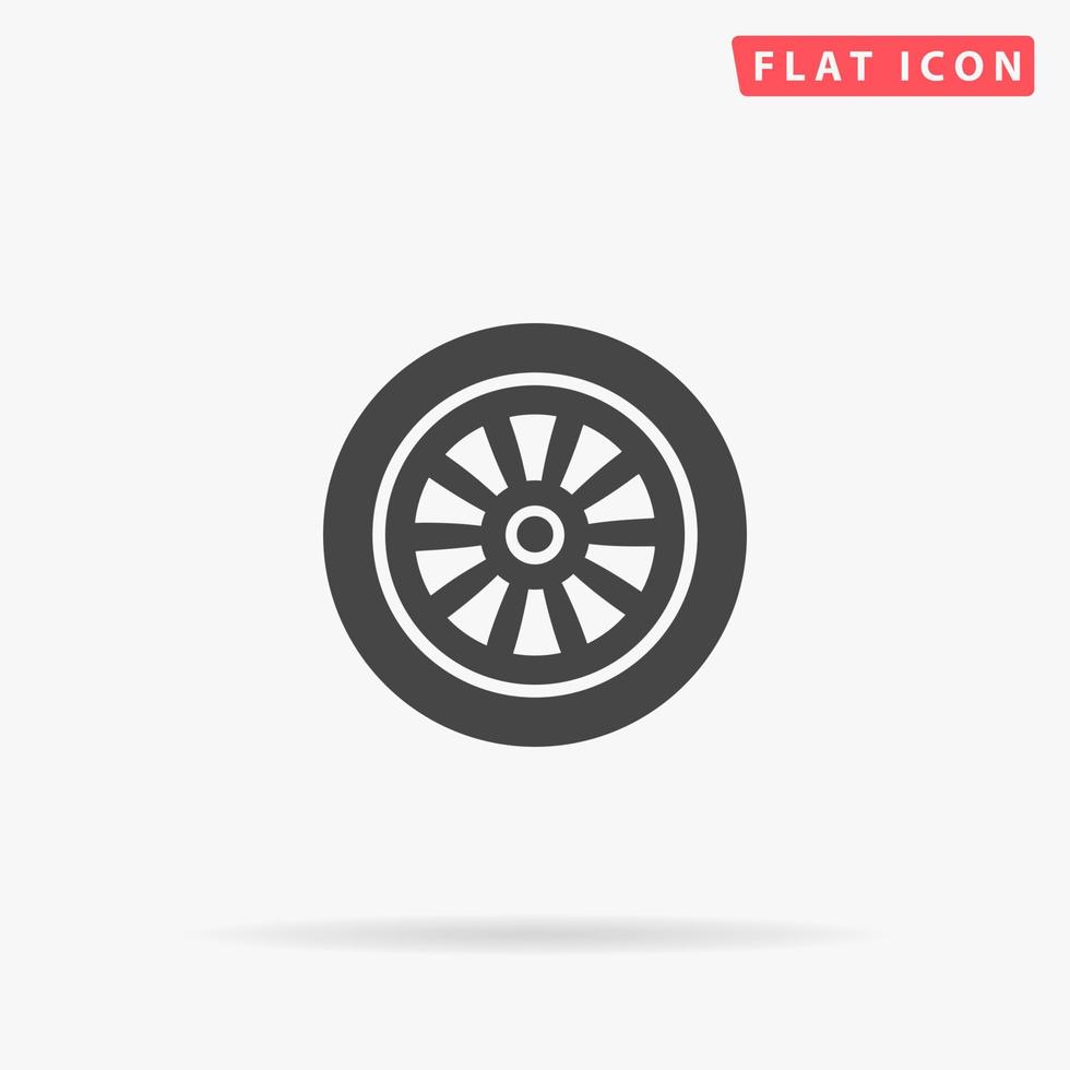 icono de vector plano de rueda de coche. ilustraciones de diseño de estilo dibujado a mano.