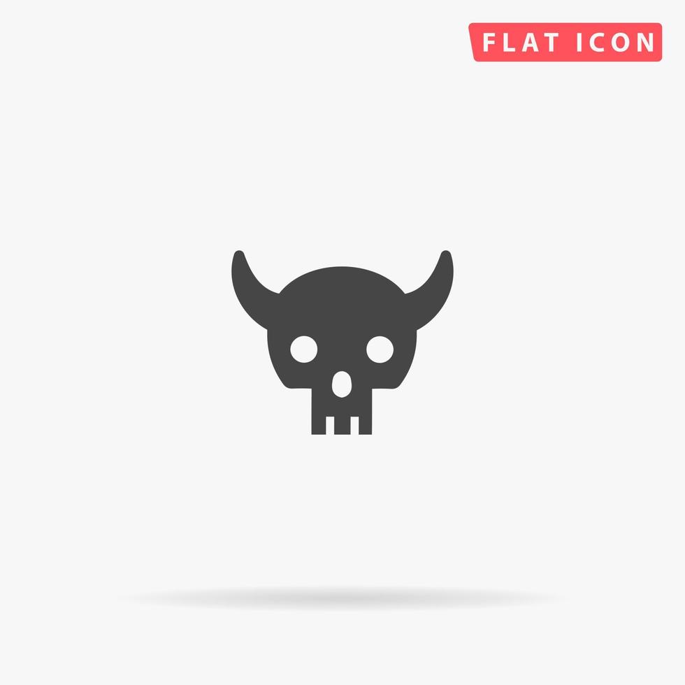 icono de vector plano de cráneo de demonio. ilustraciones de diseño de estilo dibujado a mano.