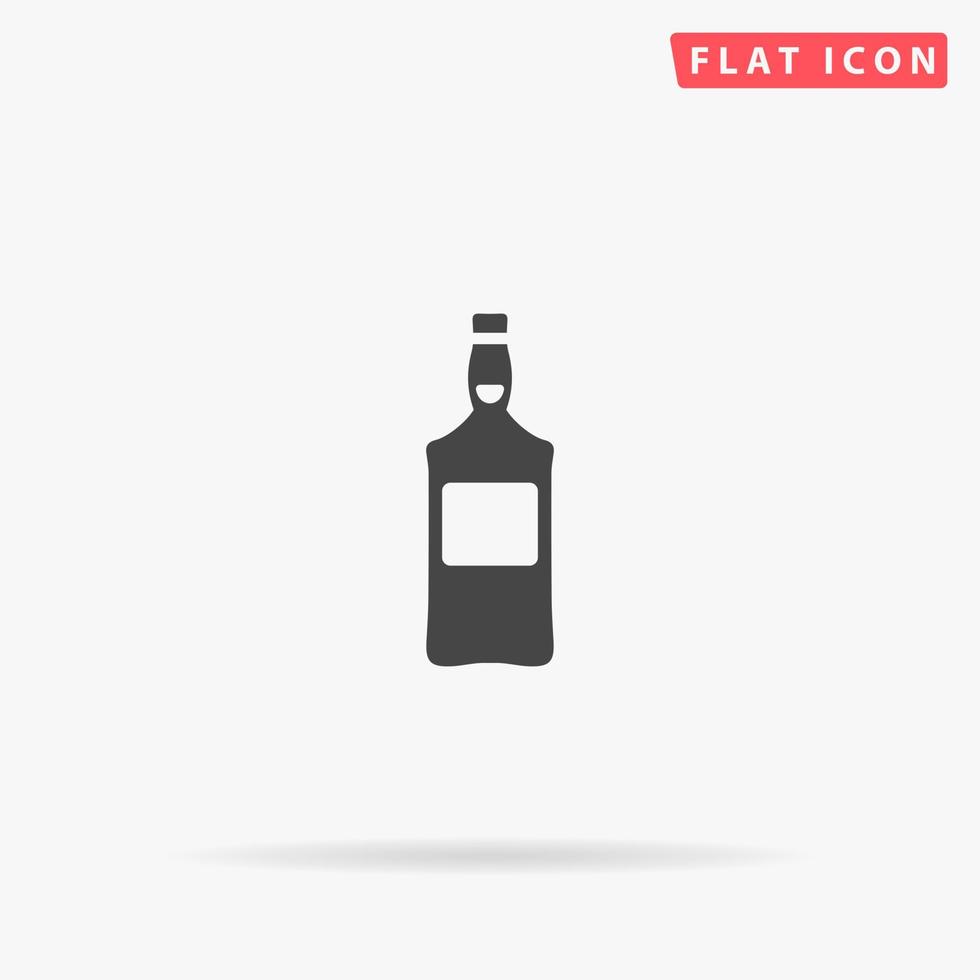 botella de whisky icono de vector plano. ilustraciones de diseño de estilo dibujado a mano.