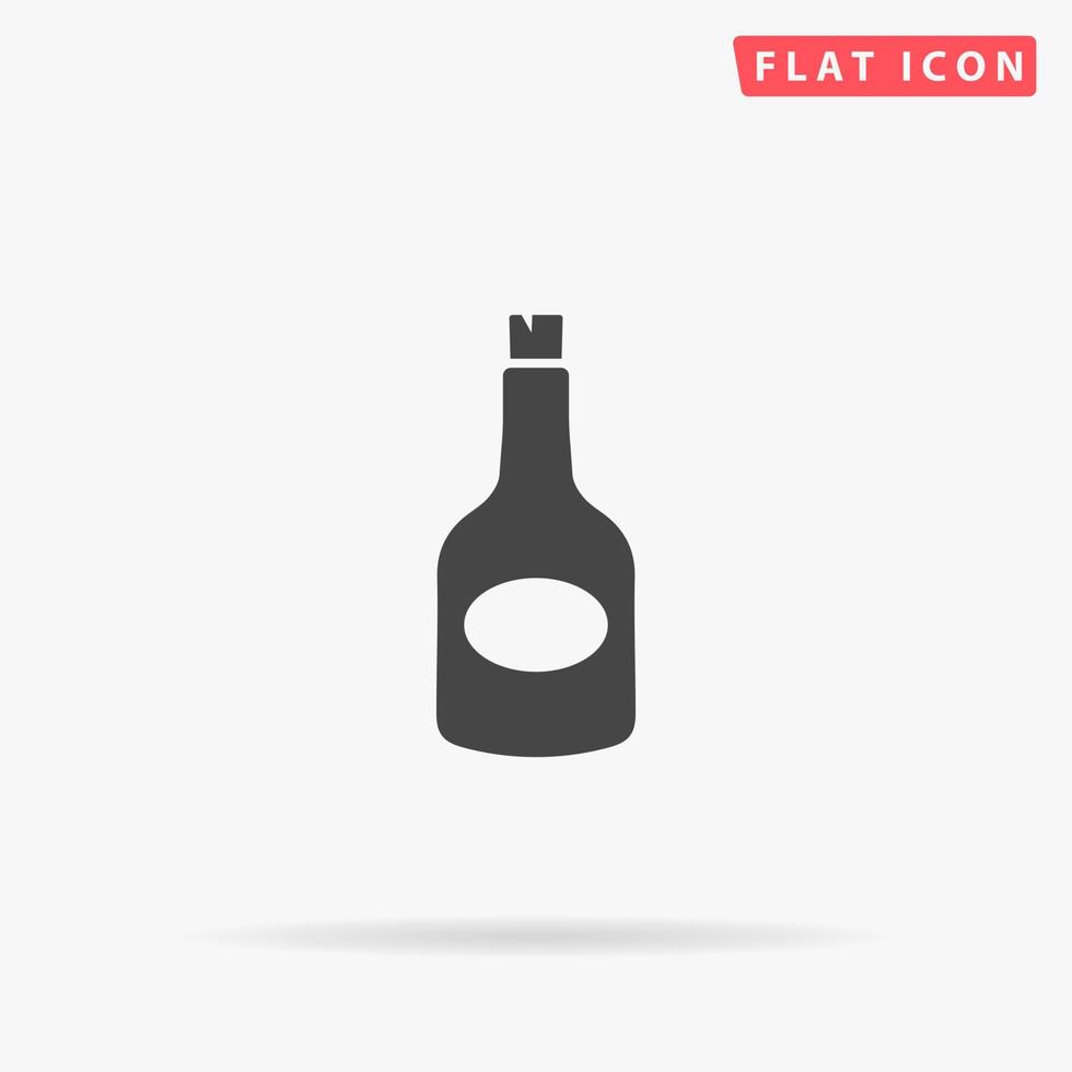 botella de ron icono de vector plano. ilustraciones de diseño de estilo dibujado a mano.