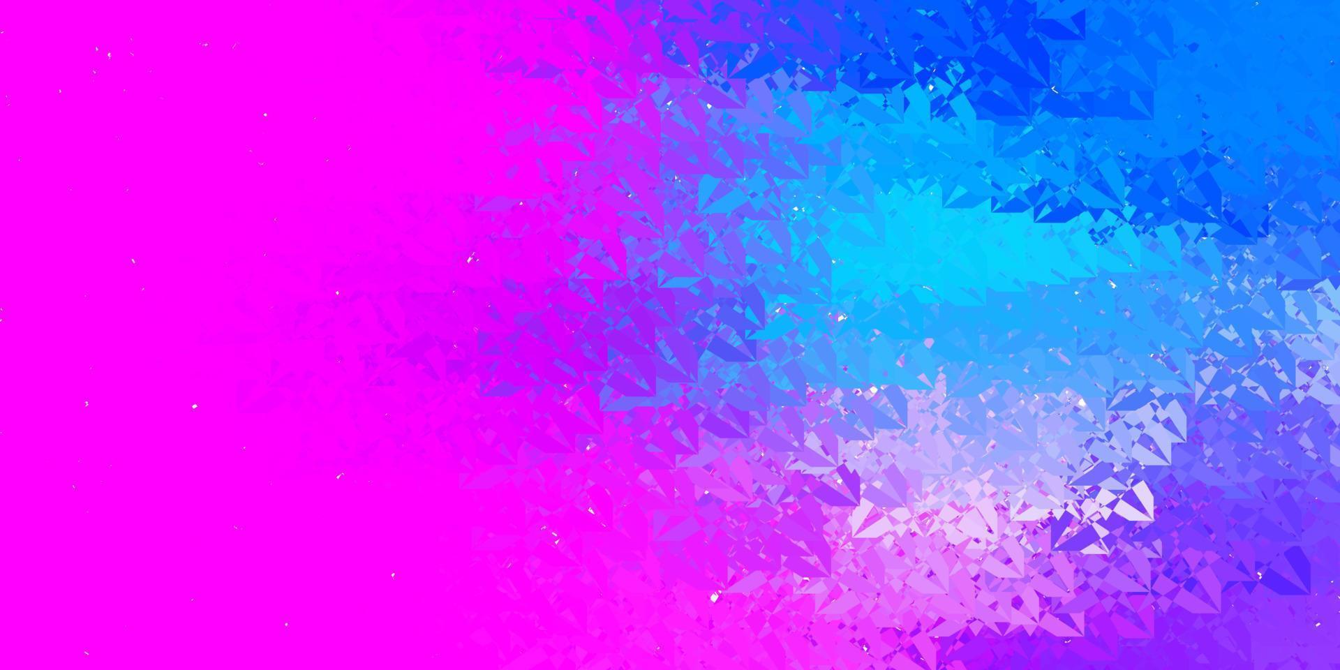Telón de fondo de vector rosa oscuro, azul con triángulos, líneas.