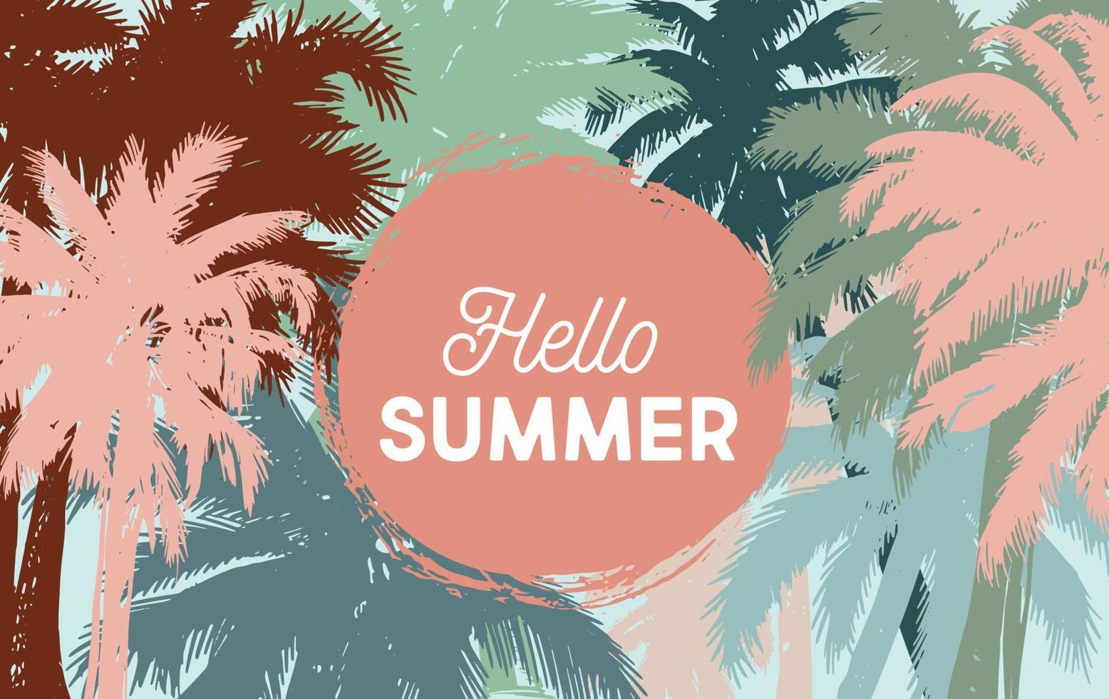 Hello Summer, Palm hand drawn illustrations, vector. vector