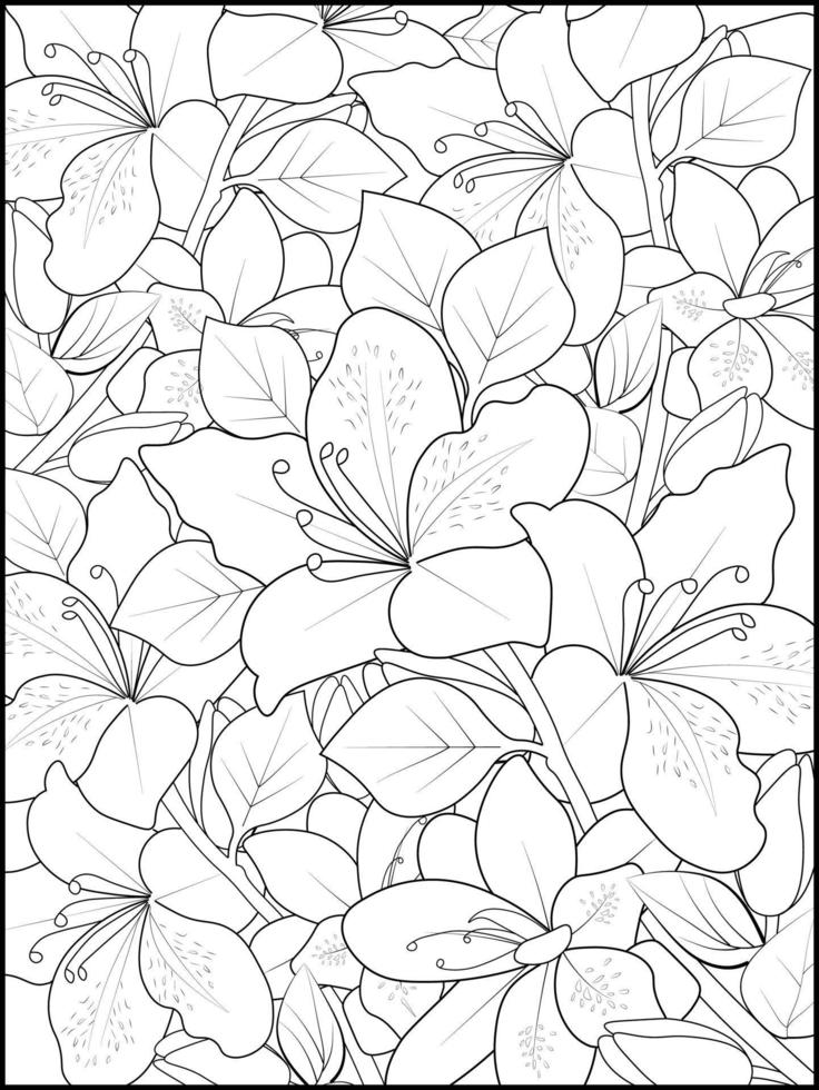 flor de azalea libro para colorear flor aislada dibujado a mano vector ilustración de boceto, rama de colección botánica de brotes de hojas colección natural página para colorear ramos florales arte de tinta grabada. antecedentes.