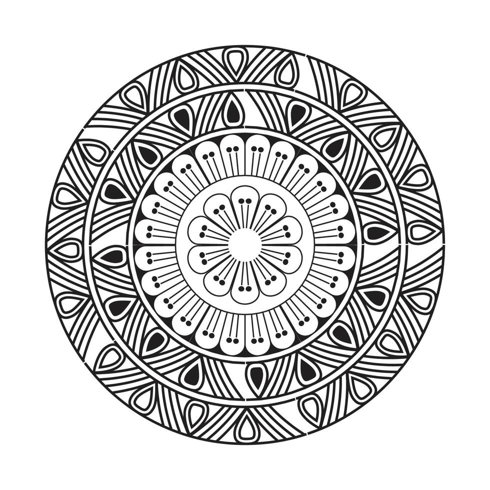 Mandala Design Decorative Pattern Decoration Snowflake on black Flower Pattern Design vector