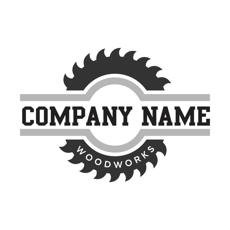 Saw blade logo design for woodworking vector