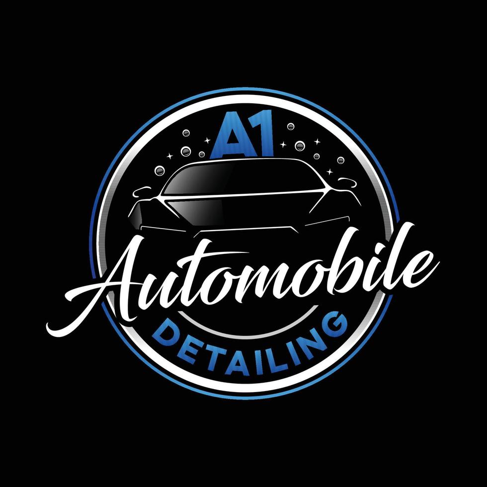 automoción, auto que detalla el diseño del emblema del logotipo de lavado de coches vector
