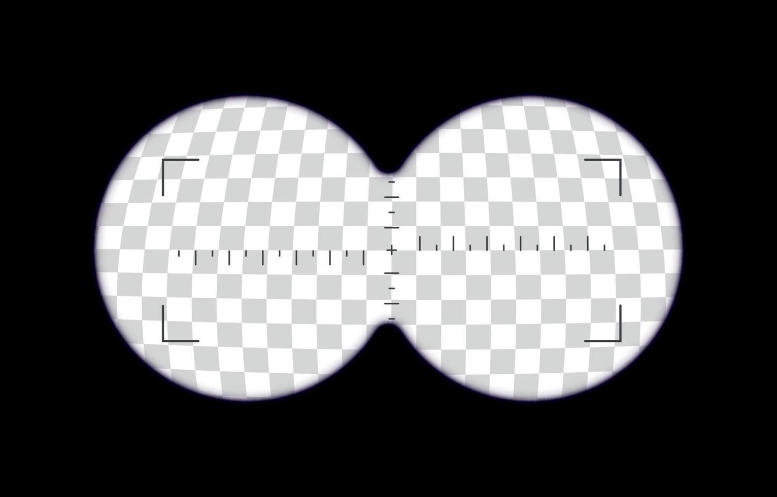Binoculars spy view. Telescope aim sight, periscope lens view. Vector isolated illustration