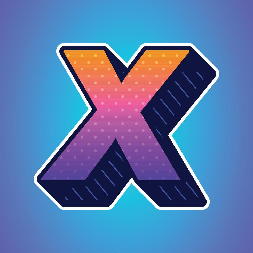 3d illustration of letter x vector