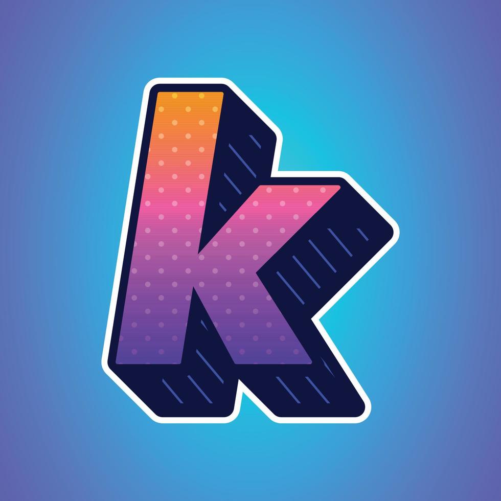 3d illustration of small letter k vector