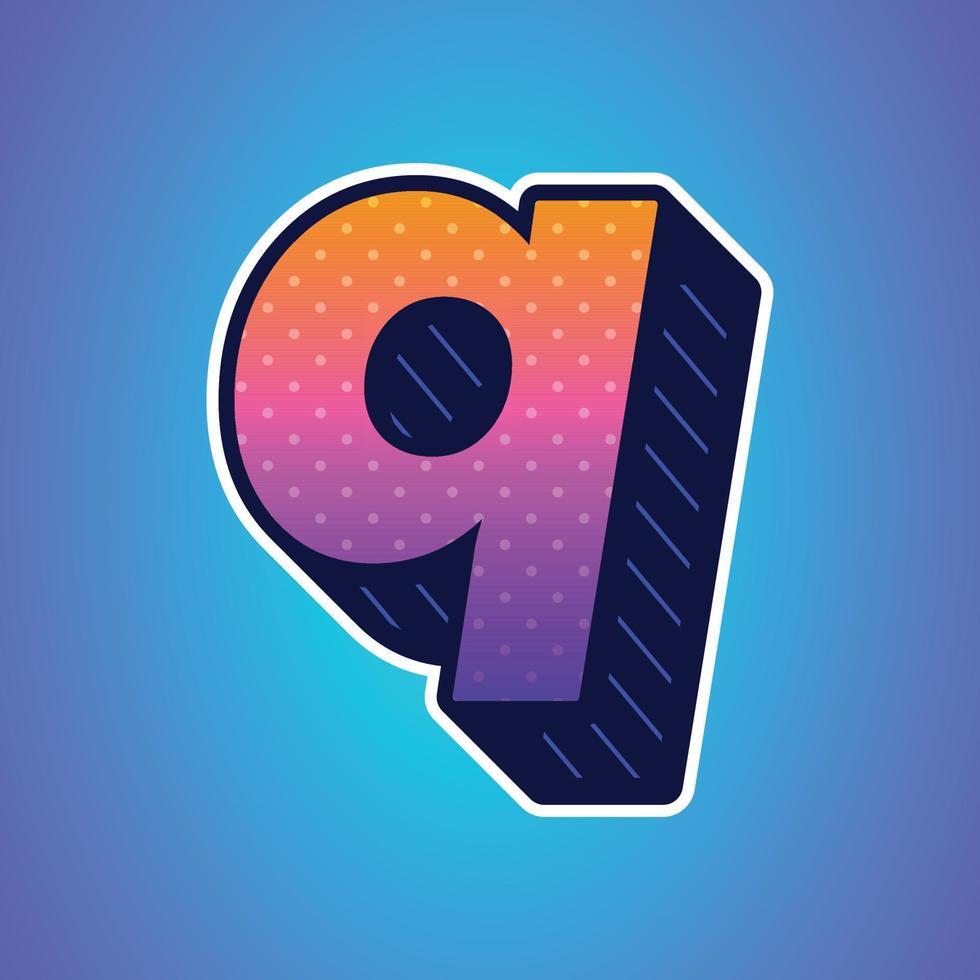 3d illustration of small letter q vector