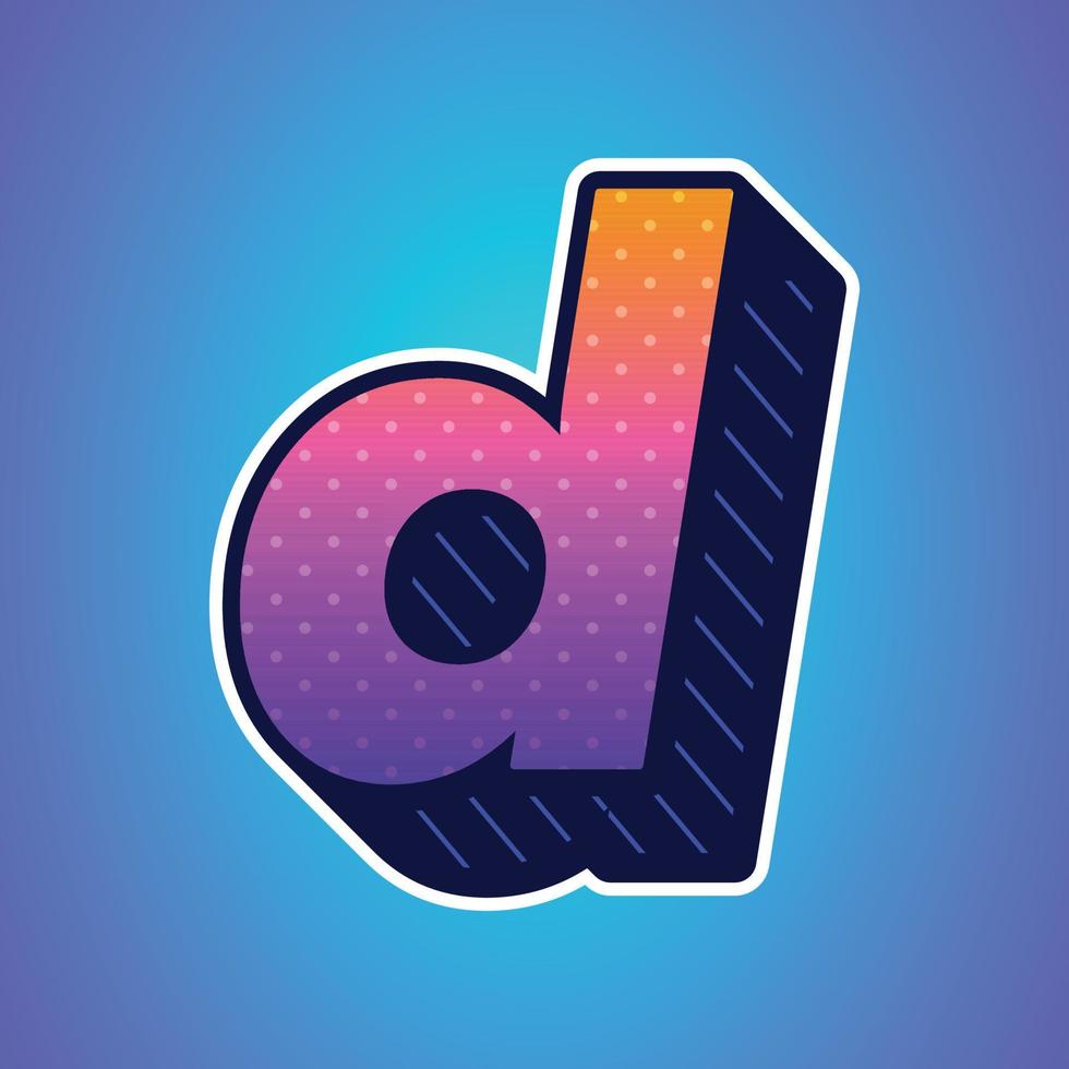 3d illustration of small letter d vector