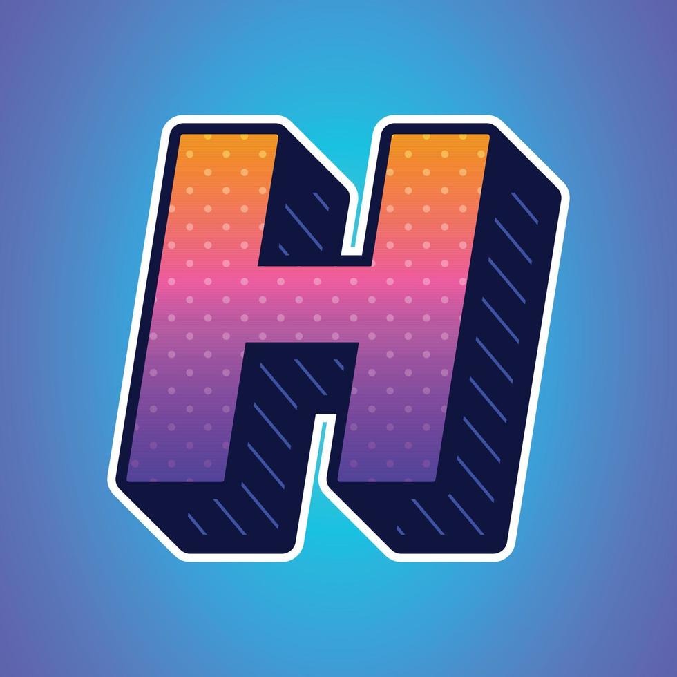 3d illustration of letter h vector