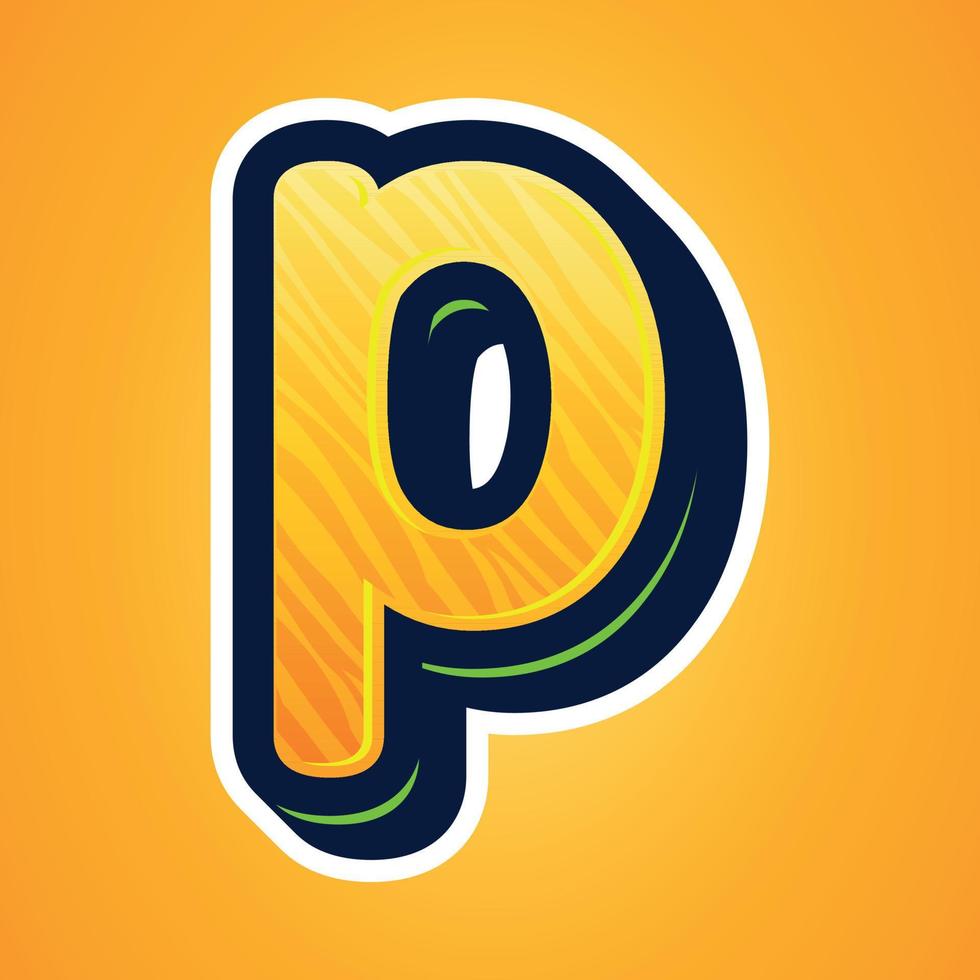 3d illustration of small letter p vector