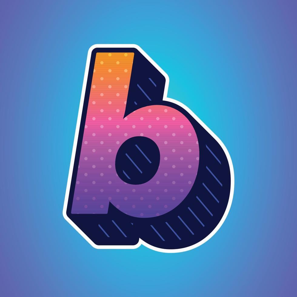 3d illustration of small letter b vector