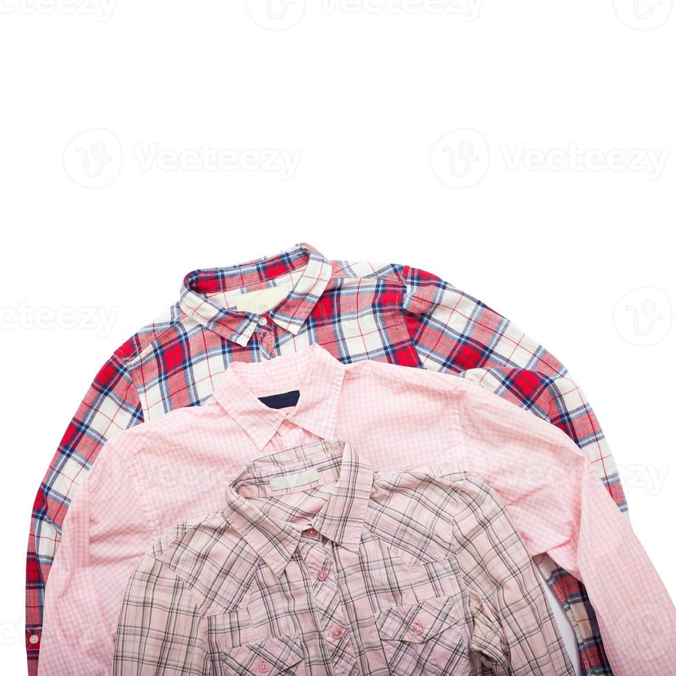 casual female shirts isolated on white background close up photo