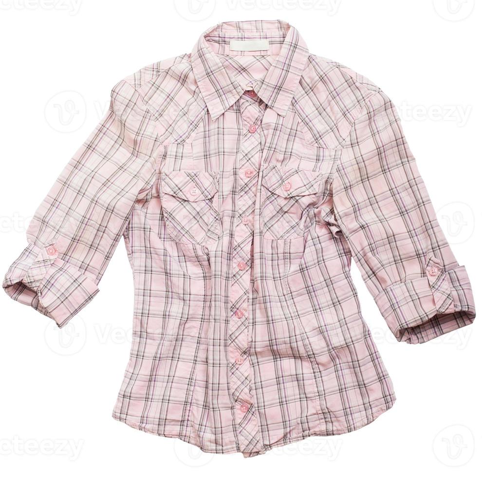 stylish casual plaid shirt closeup isolated over white photo