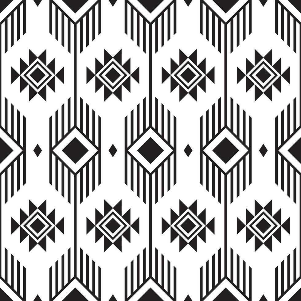 Ikat square seamless pattern. Geometric ethnic pattern design. black-white fabric pattern design. vector illustration.