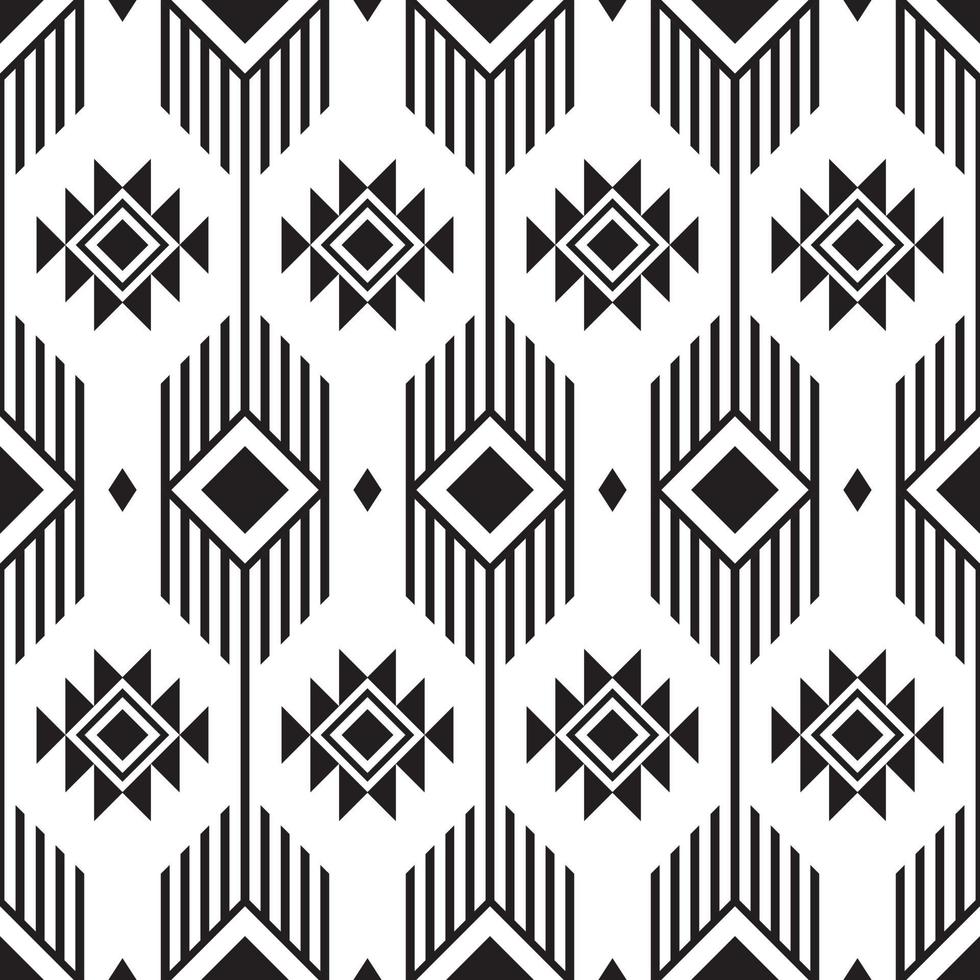 Ikat square seamless pattern. Geometric ethnic pattern design. black-white fabric pattern design. vector illustration.