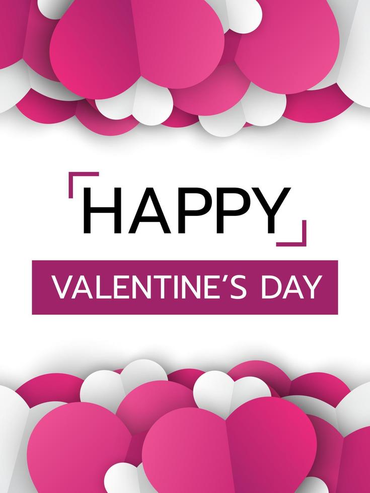 Valentine's day poster. Love banner template. Flowers heart paper cut in a velentine's theme. vector illustration.