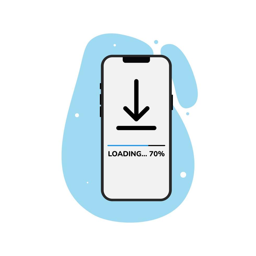 loading bar progress icon. System software update and installation concept. Loading status with indicator. smartphone with a loading screen. vector flat design illustration
