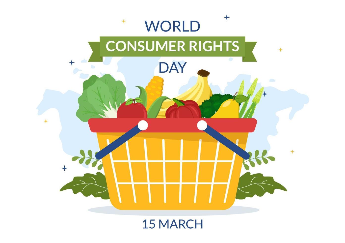 World Consumer Rights Day Illustration with Shopping, Bags and Needs of Consumers for Web Banner or Landing Page in Flat Cartoon Hand Drawn Templates vector