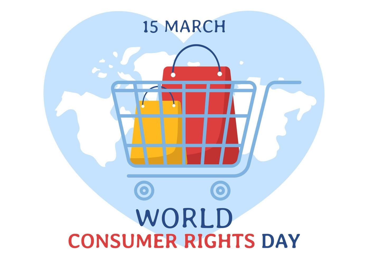 World Consumer Rights Day Illustration with Shopping, Bags and Needs of Consumers for Web Banner or Landing Page in Flat Cartoon Hand Drawn Templates vector