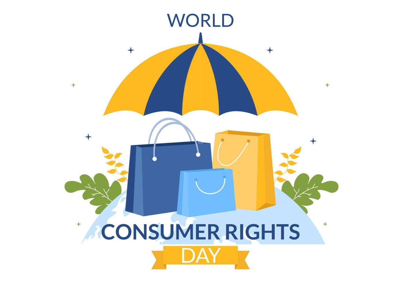 World Consumer Rights Day Illustration with Shopping, Bags and Needs of Consumers for Web Banner or Landing Page in Flat Cartoon Hand Drawn Templates vector