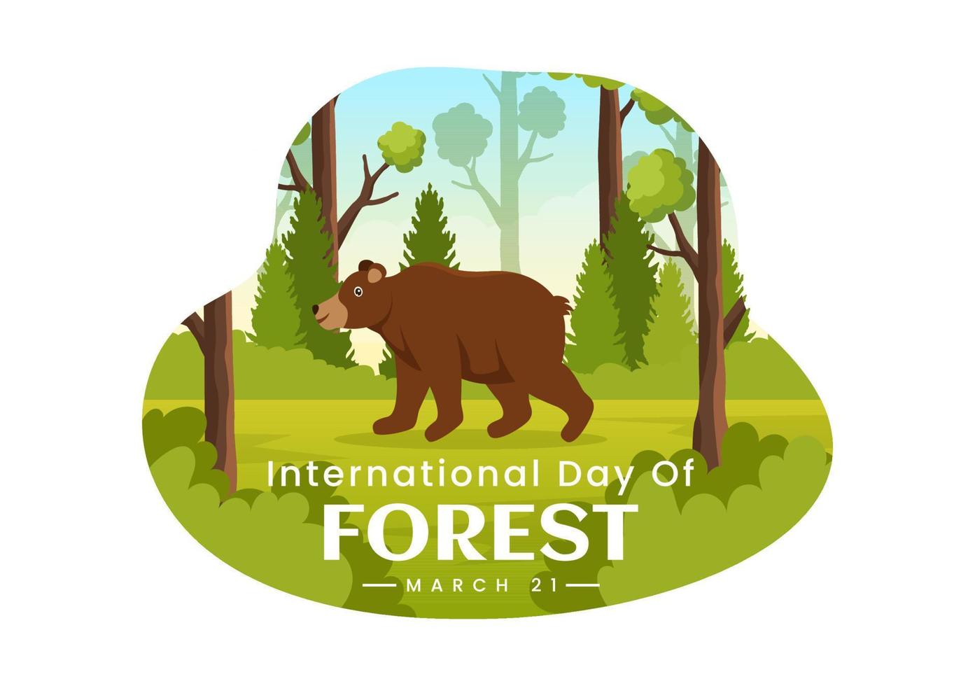 World forestry day on March 21st Illustration to Educate, Love and Protect the Forest in Flat Cartoon Hand Drawn Landing Page Templates vector