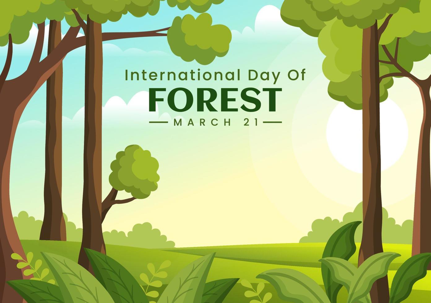 World forestry day on March 21st Illustration to Educate, Love and Protect the Forest in Flat Cartoon Hand Drawn Landing Page Templates vector