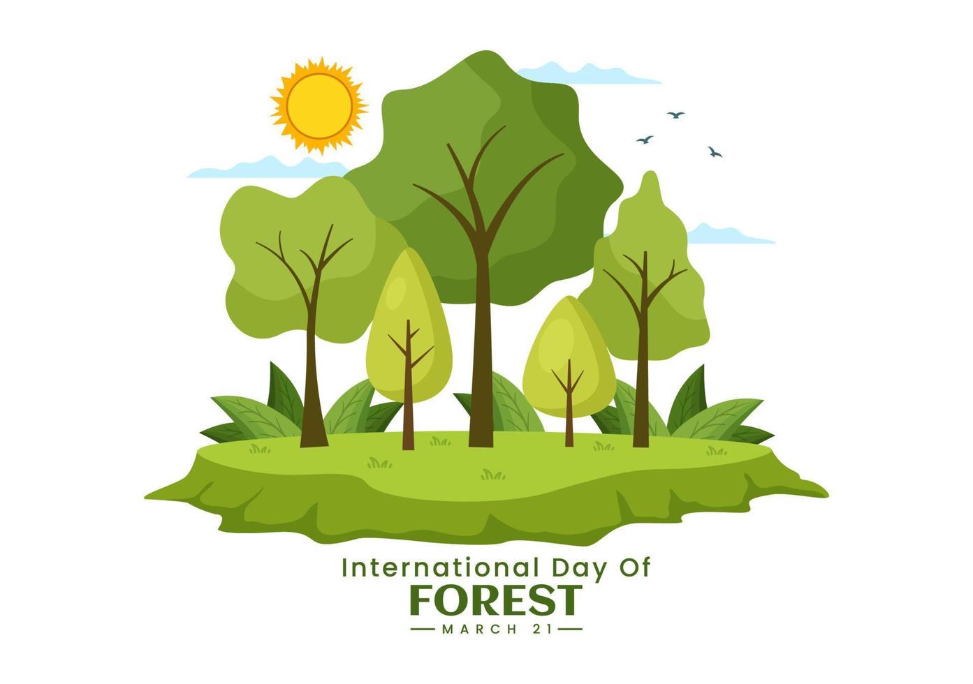 World forestry day on March 21st Illustration to Educate, Love and Protect the Forest in Flat Cartoon Hand Drawn Landing Page Templates vector