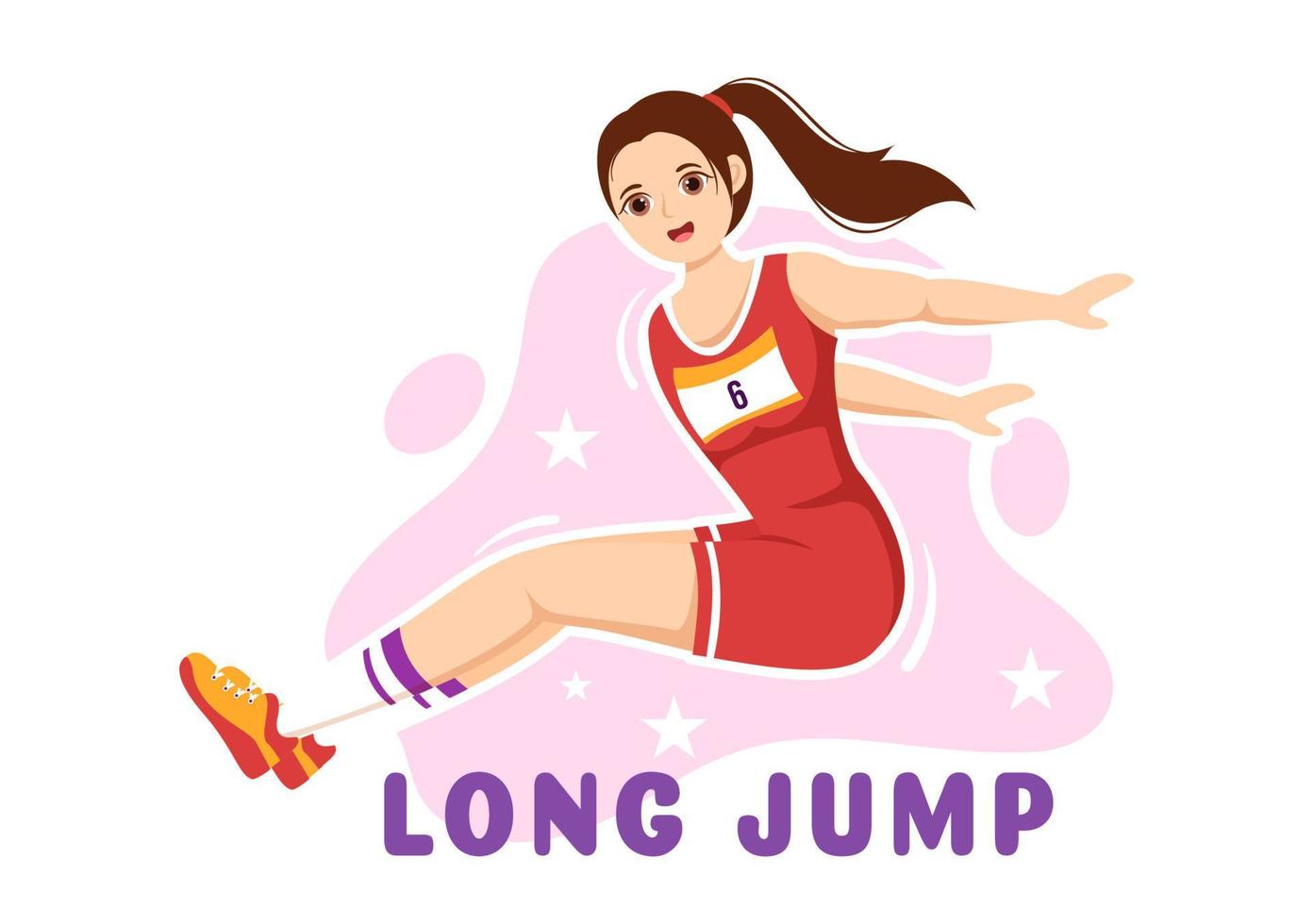 Long Jump Illustration with Athlete Doing Jumps in Sand Pit for Web Banner or Landing Page in Sport Championship Flat Cartoon Hand Drawn Templates vector