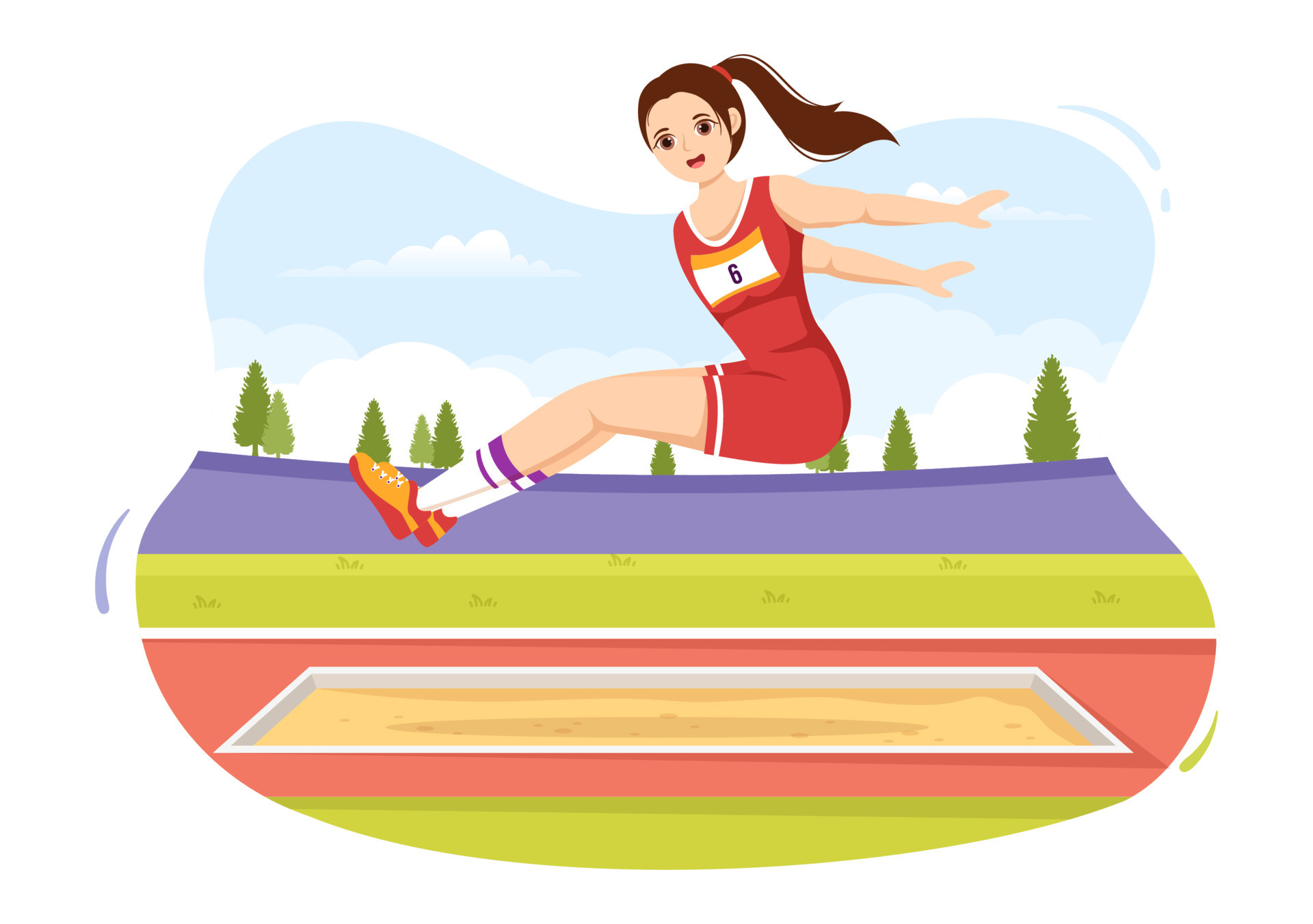 Long Jump Illustration with Athlete Doing Jumps in Sand Pit for Web Banner  or Landing Page in Sport Championship Flat Cartoon Hand Drawn Templates  17556894 Vector Art at Vecteezy