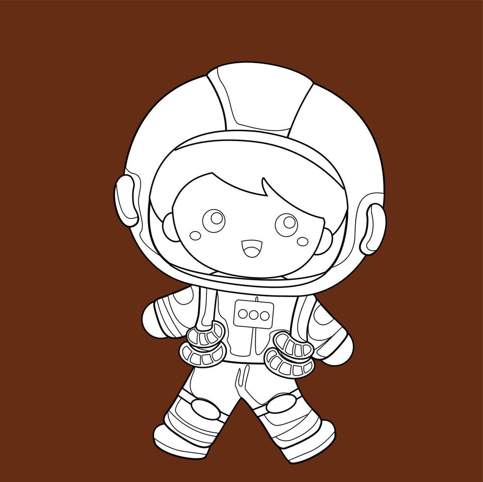 astronauta niños espacio exterior sello digital vector